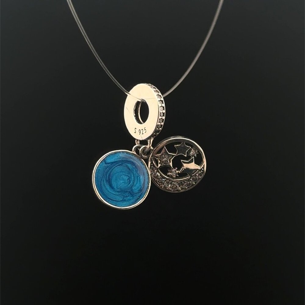 925 Sterling Silver Pendant Stars Moon For Charm Bracelet - Picture 9 of 10